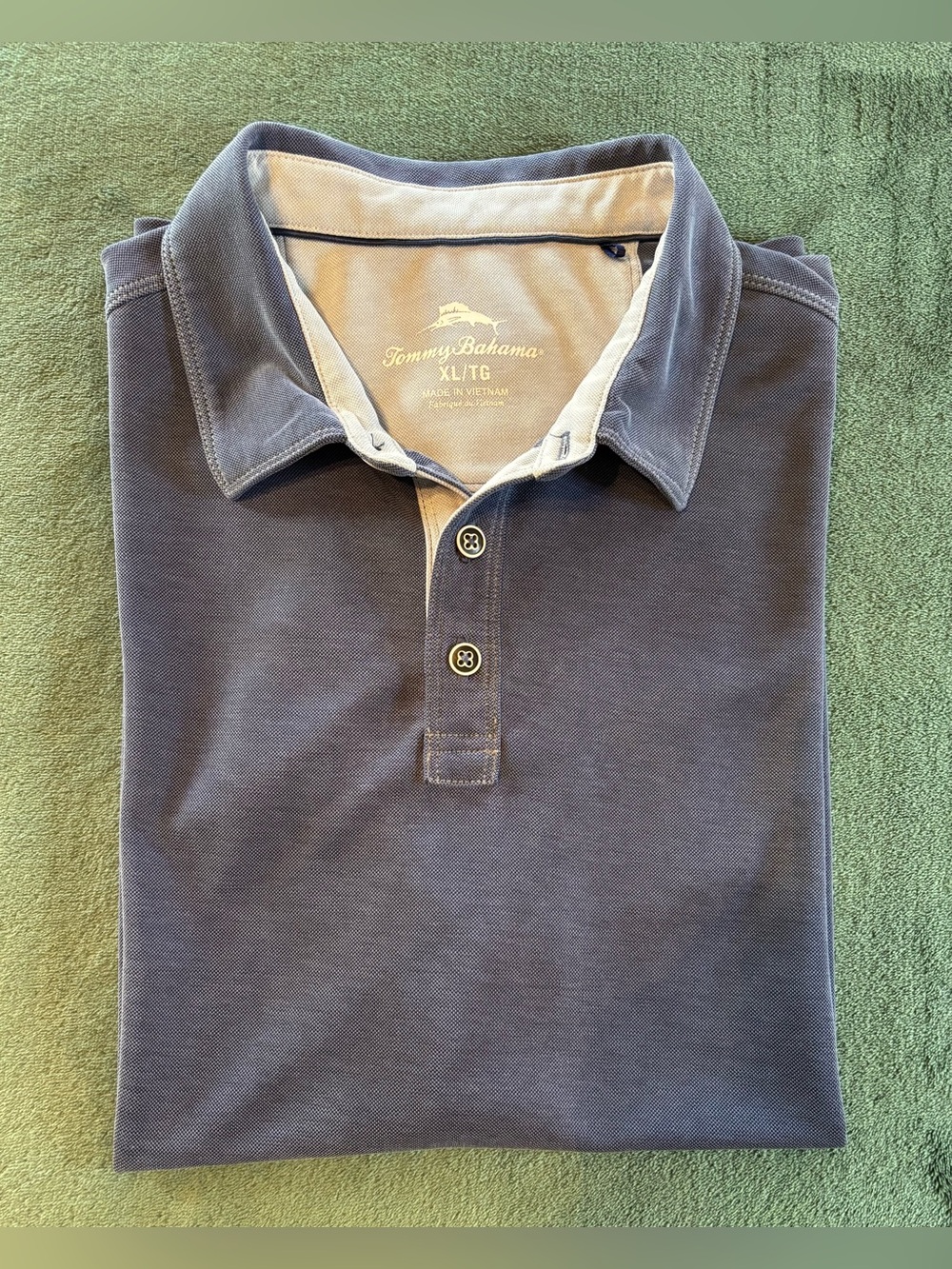 Tommy Bahama Slate Blue Polo with Contrasting Inner Placket, Size: XL. (6507)